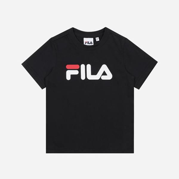 Fila Tričká Detske Čierne - Uno Crew Neck S/S Vypredaj - Slovakia 28765-BAHW